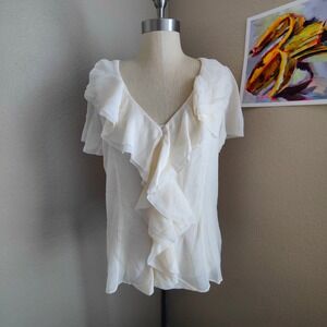 Vintage Y2K Silk Chiffon Blouse Satin Tank Set Ruffle Romantic Coquette Whimsy M
